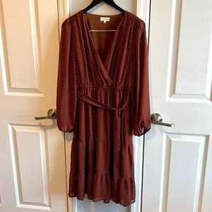 Long sleeved, Brown polka dotted dress